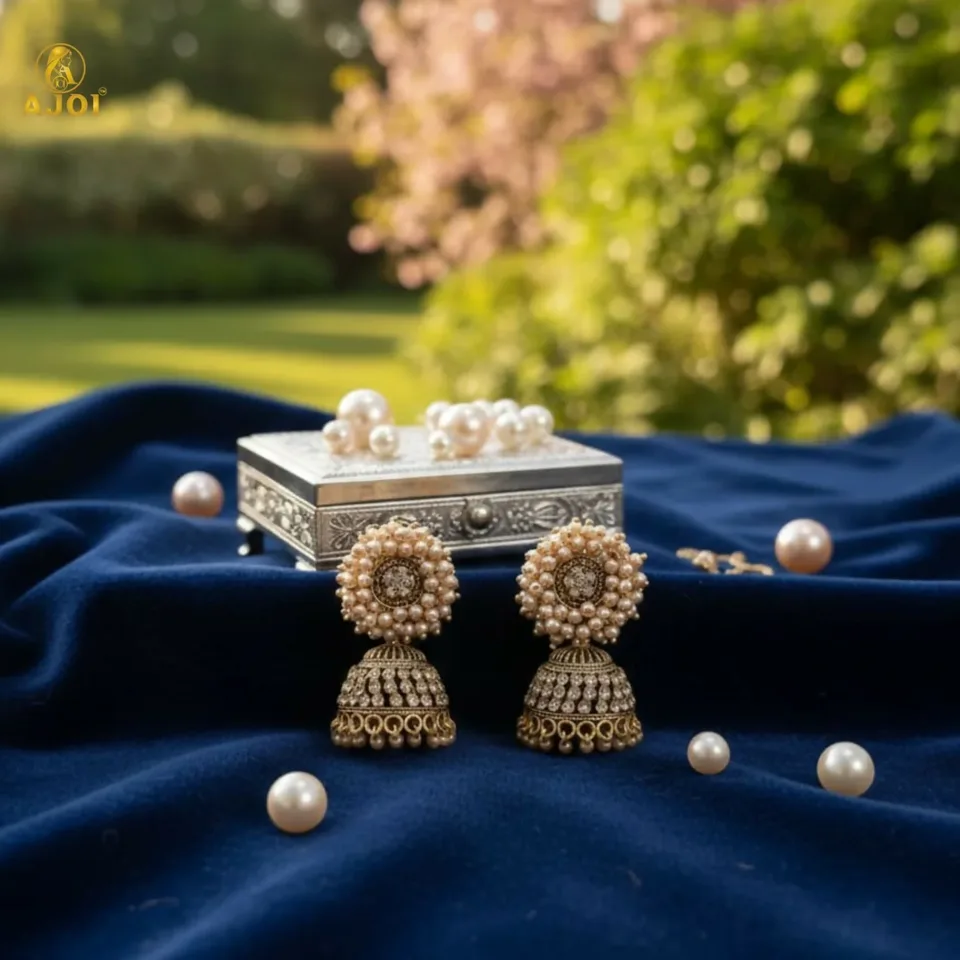Temple Jhumka Earrings Set – Traditional Antique Gold-Plated Combo Of 5 - Gold Plated
